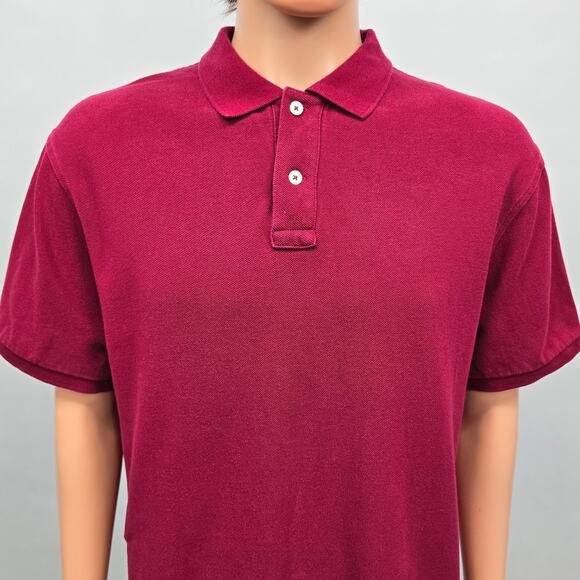 J. Crew Repp Polo Shirt Men XL Burgundy Red Pique Short Sleeve Cotton Mesh - Picture 3 of 11